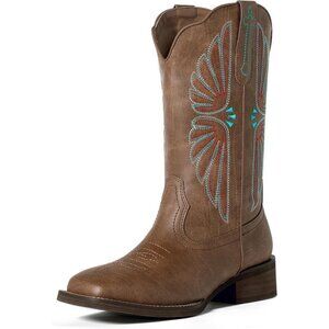 SheSole Fashion Women's Cowboy Boots, Square Toe Western Cowgirl Botte Femme